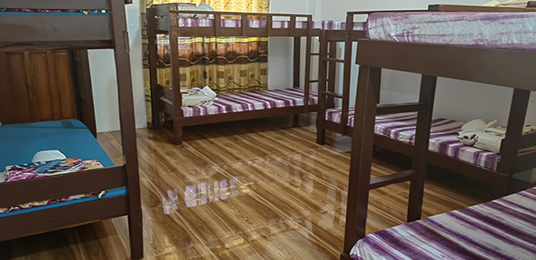 The resort's largest multi-bed room, built for a full group of friends